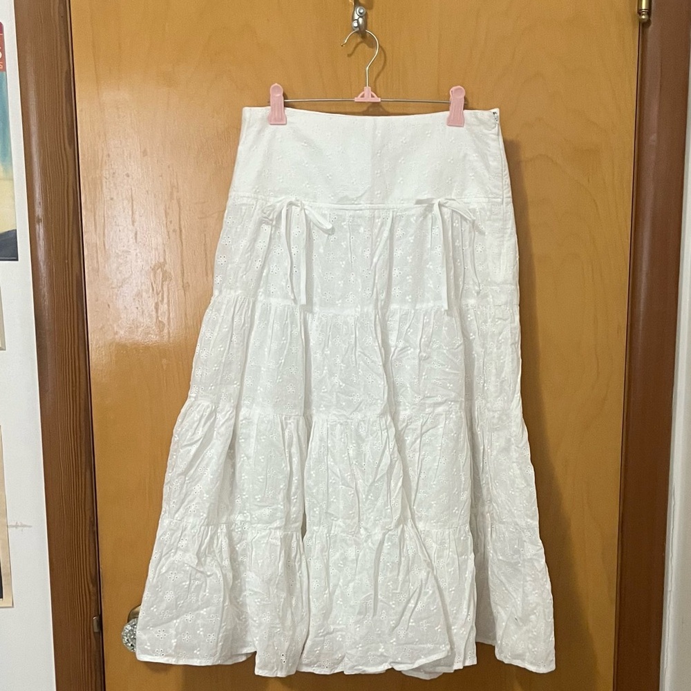 Dolls Kill Helena Coquette White Lace Bow Midi Skort